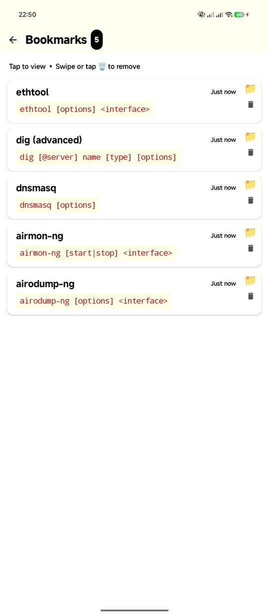 Linux Master bookmarks list with saved commands